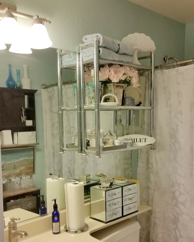 ORC Guest bath makeover before awkward storage!